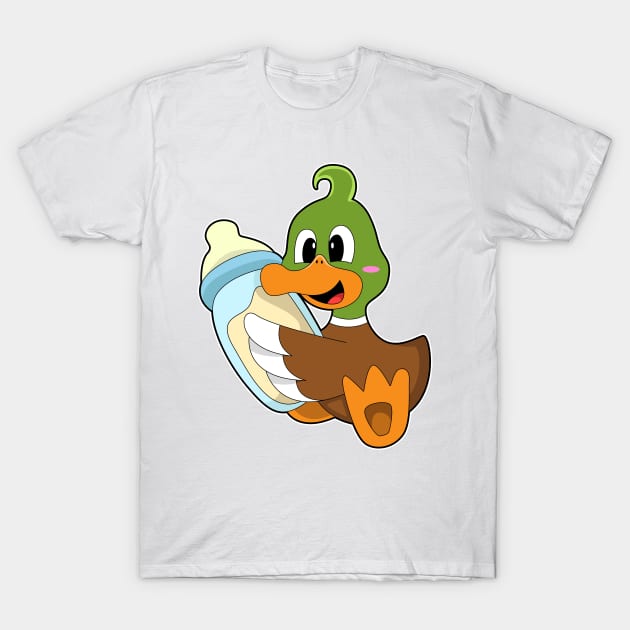 Duck with Bottle of Milk T-Shirt by Markus Schnabel